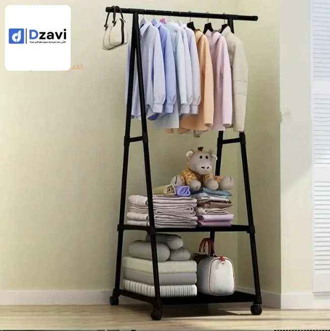 Porte-manteau en métal amovible avec roulettes, étagère de rangement multifonction